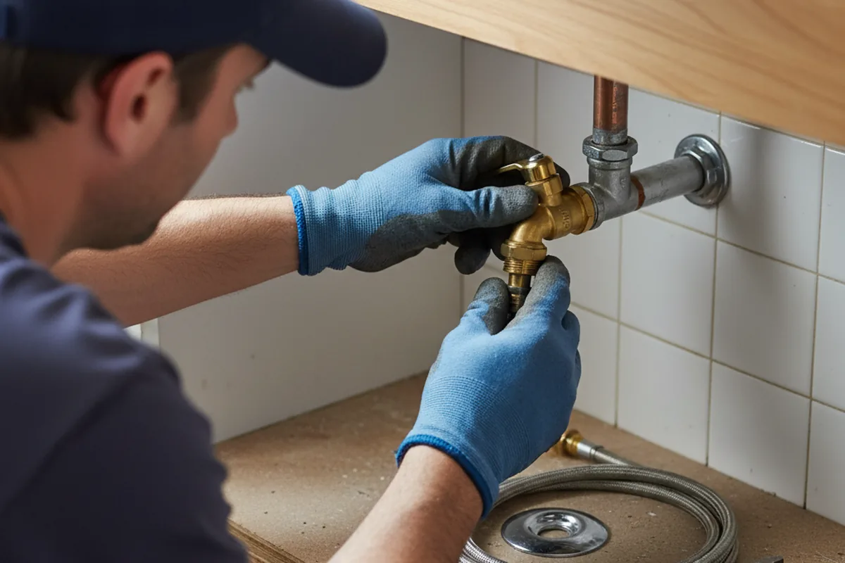 Shutoff valve and fitting work during Burst Pipe Repair in Ayrshire